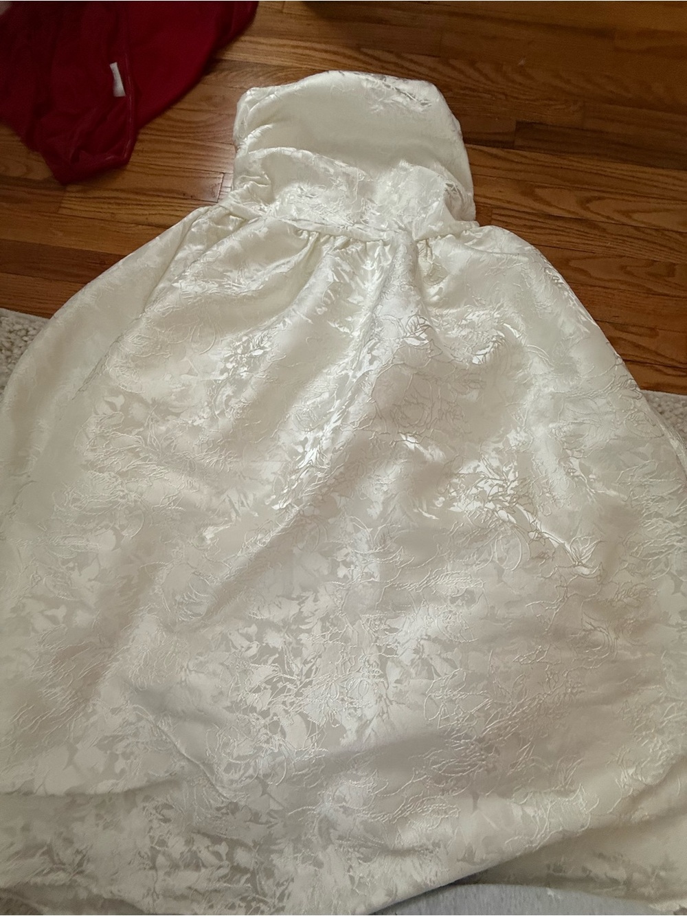 Strapless Ivory Floral Jacquard Wedding Dress
